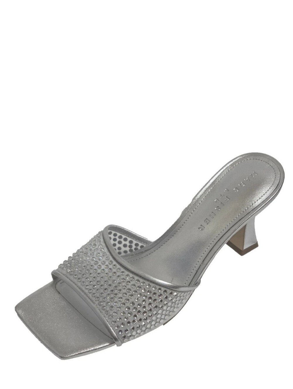 Marc Fisher Silver Crystal Slide Sandal